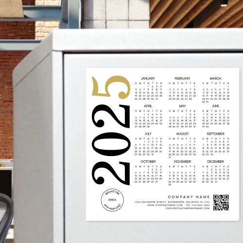 2025 Gold White Calendar Logo QR Code Business