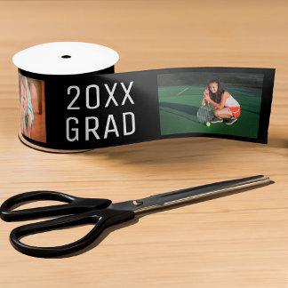 2025 Grad 3 Photo Collage on Black Satin Ribbon