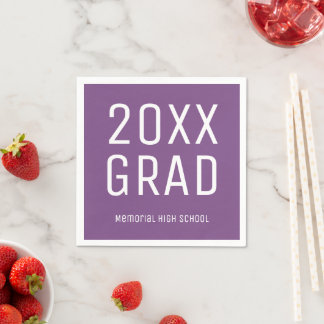 2025 Grad and School Name Modern Graduation Party Napkins