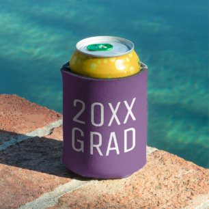 2025 Grad Bold Text Purple Graduation Can Cooler