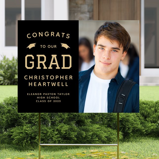 2025 Grad Photo Black Gold Yard Sign (Creator Uploaded)