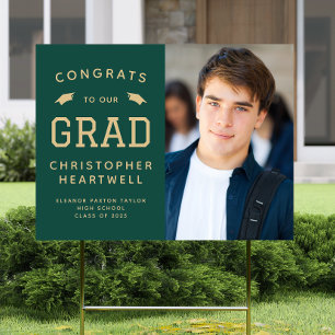 2025 Grad Photo Green Gold Yard Sign
