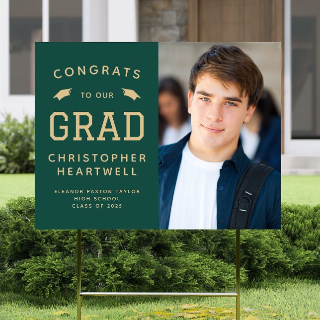 2025 Grad Photo Green Gold Yard Sign (Creator Uploaded)