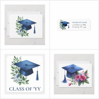 2025 Graduate Blue Mortarboard Grad Cap Stationery