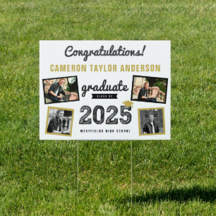 2025 Graduate Bold Sketch 4 Photo Graduation Party Sign