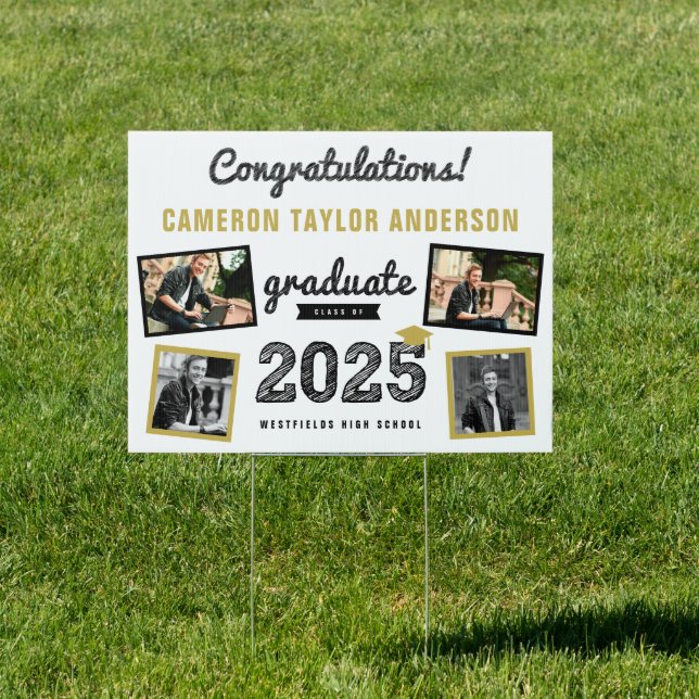 2025 Graduate Bold Sketch 4 Photo Graduation Party Sign (Insitu)