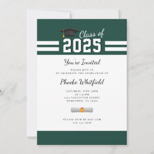 2025 Graduate Green Graduation Party Invitation