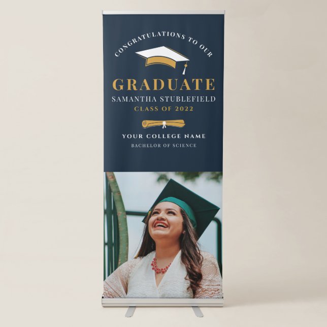 2025 Graduate Photo Elegant Graduation Retractable Banner (Front)