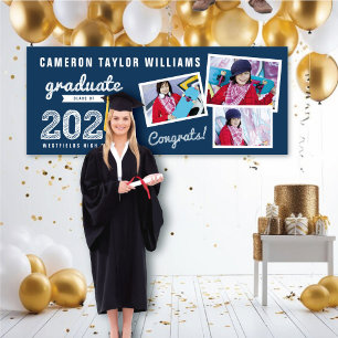 2025 Graduate Sketch Three Photo Graduation Party Banner
