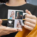 2025 Graduation Chic Senior Portrait Photo Collage Coffee Mug<br><div class="desc">A classy custom senior graduate photo collage mug with chic black and gold text for a high school, college, or university from the class of 2025. Customize with your senior portrait pictures, school name and graduating class under the elegant calligraphy for a great personalized graduation gift. It features an 8...</div>