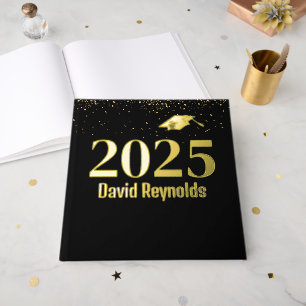 2025 Graduation Gold and Black Foil Guest Book