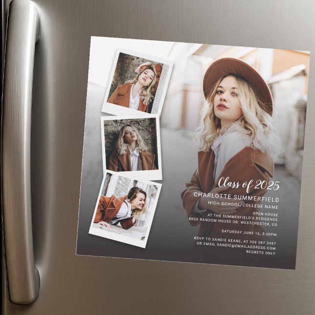 2025 Graduation Grad Photos Open House Custom Magnetic Invitation (2025 Graduation Grad Photos Open House Custom Magnetic Invitation)