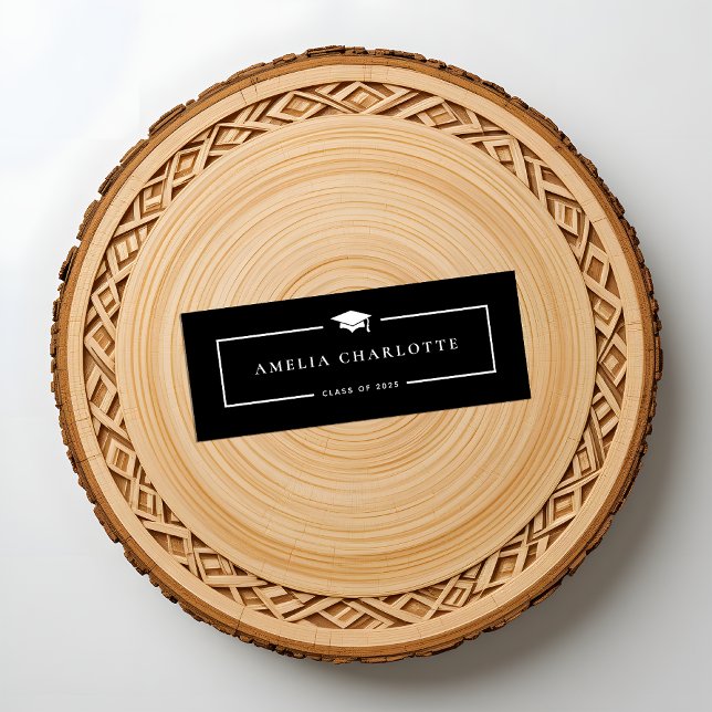 2025 Graduation Name Cards - Modern Sleek Black (Creator Uploaded)