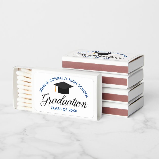 2025 Graduation Party Custom Blue Graduate Favor Matchboxes (Stacked)