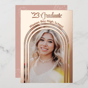 2025 Graduation Party Photo Arch Rose Gold Foil In Foil Invitation