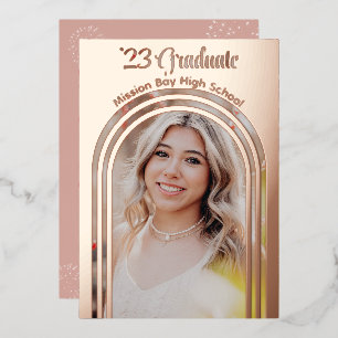 2025 Graduation Party Photo Arch Rose Gold Foil In Invitation