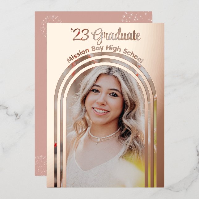 2025 Graduation Party Photo Arch Rose Gold Foil In Invitation (Front/Back)