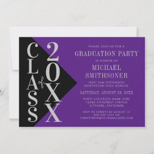 2025 Graduation Silver Purple Custom School Color Invitation