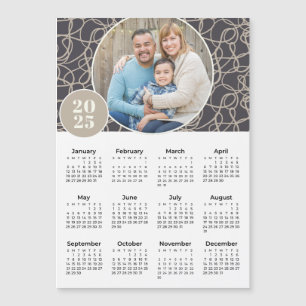 2025 Gray Beige Custom Photo Magnetic Calendar