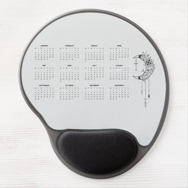 2025 Gray Moon Calendar Gel Mouse Pad (Front)