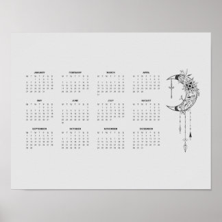 2025 Gray Moon Calendar Poster