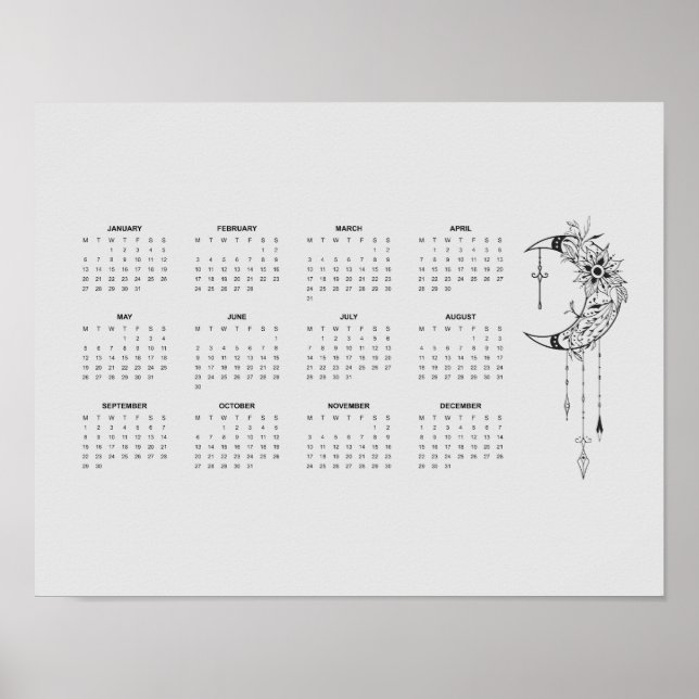 2025 Gray Moon Calendar Poster (Front)