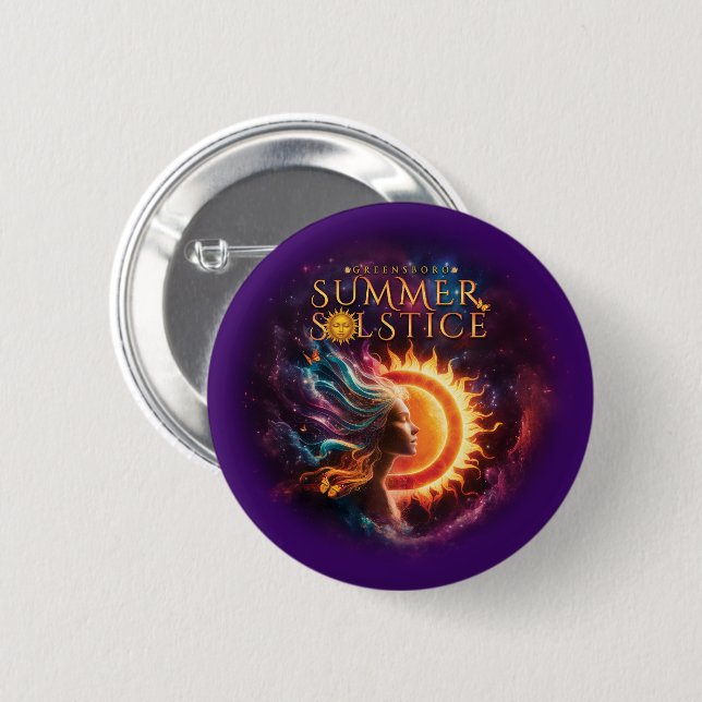 2025 Greensboro Summer Solstice Festival Purple Button (Front & Back)