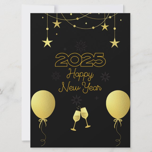 2025 Happy New Year Flat Holiday Card  (Front)