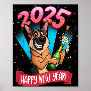 2025 Happy New Year German Shepherd Edition Poster