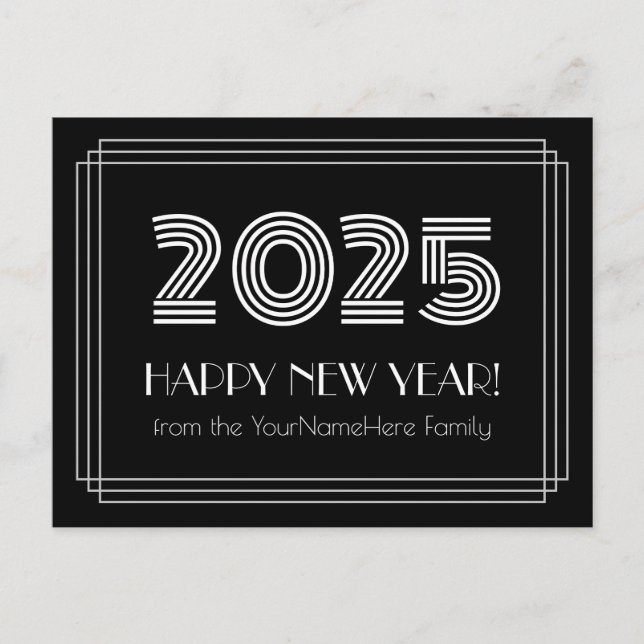 2025 HAPPY NEW YEAR! & Personalized Name Postcard (Front)
