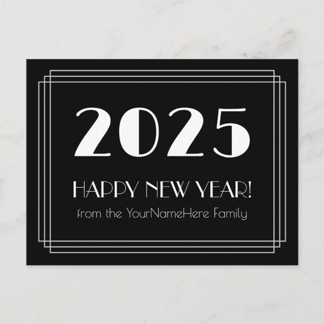 2025 HAPPY NEW YEAR! + Personalized Name Postcard (Front)