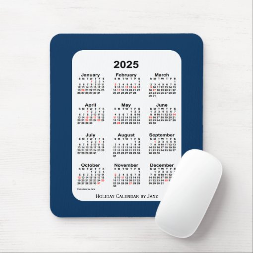 2025 Holiday Police Box Blue Calendar by Janz Mouse Pad Zazzle