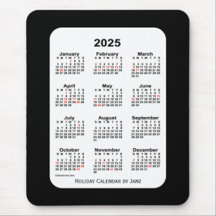 2025 Holiday Two Tone Black Calendar by Janz Mouse Pad