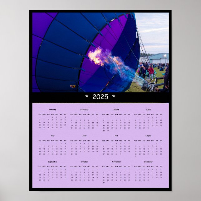 2025 Hot Air Balloon Wall Calendar Poster (Front)