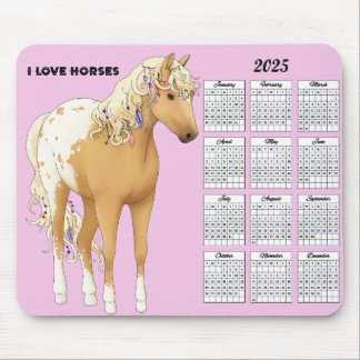 2025 I Love Horses Calendar Mouse Pad