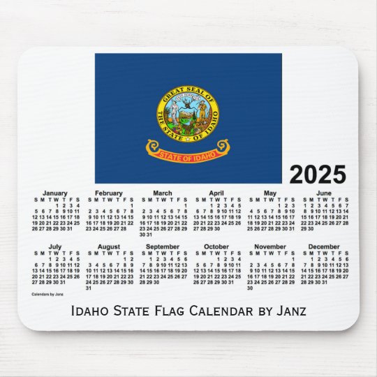 2025 Idaho State Flag Calendar by Janz Mouse Pad