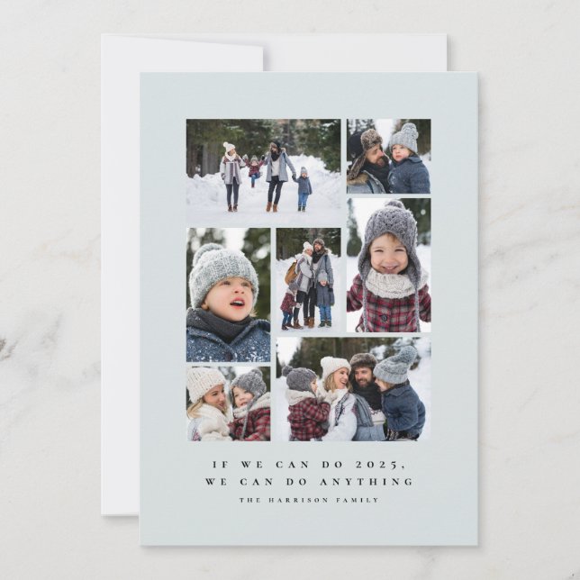 2025 inspirational blue photo collage holiday card (Front)