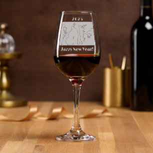 2025 Jazzy New Year engraved Wine Glass