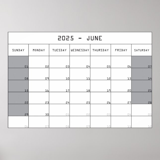 2025 june planer calendar big notes space poster (Front)