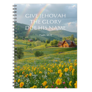 2025 JW Year Text Psalm 96:8 flower cottage Notebook