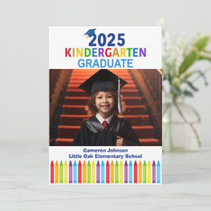 2025 Kindergarten Custom Kids Photo Graduation Announcement