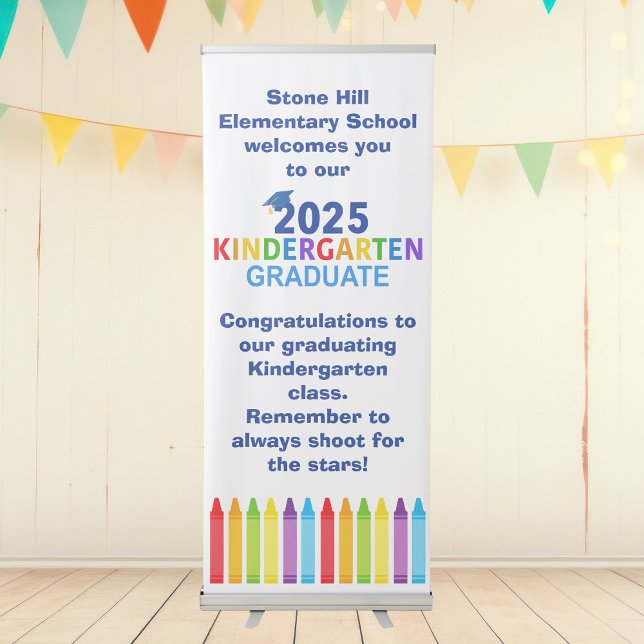 2025 Kindergarten Graduation Crayon Custom School Retractable Banner (Creator Uploaded)