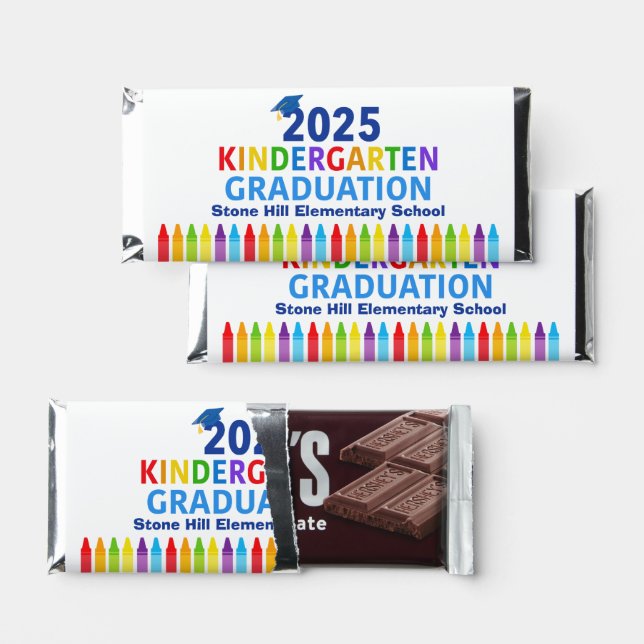 2025 Kindergarten Graduation Custom School Crayon Hershey Bar Favors (Front)