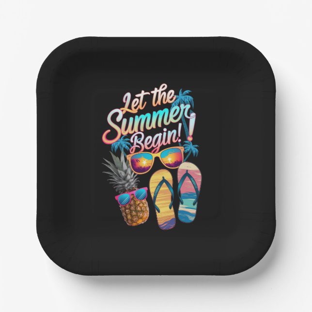 2025 Let The Summer Begin 2025 Summer Vacation Paper Plates (Front)