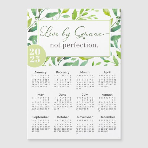 2025 Live by Grace Green Leaves Magnet Calendar