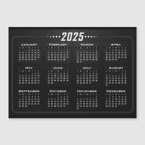 2025 Magnet Calendar Stylish Black White 