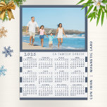2025 Magnetic Calendar in Spanish with Photo<br><div class="desc">This personalized 2025 family photo calendar magnet in Spanish (Monday to Sunday) with a blue and white background is easy to customize with your personal photo and Family name using the template. It's a lovely idea for beach house or a yacht. Make your own calendar as a practical gift for...</div>