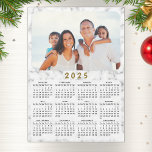 2025 Magnetic Calendar White Marble Your Photo<br><div class="desc">Create a unique 2025 full year calendar magnet with a custom photo on a stylish white marble background. The black, gray and white design with a colorful picture is perfect as a practical gift idea or a keepsake for Christmas and New year for family, friends, colleagues and everyone who you'd...</div>