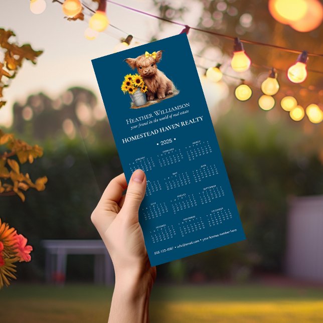 2025 Magnetic Highland Cow Business Calendar/Blue (Creator Uploaded)