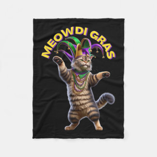 2025 Matching Mens Womans Funny Meowdi Gras Cat Ma Fleece Blanket